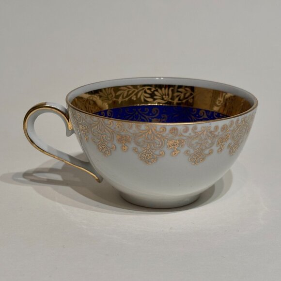 Porzellanmalerei Parbus Bavaria Cobalt Blue 22K Gold Porcelain Demitasse Cup - Picture 2 of 15